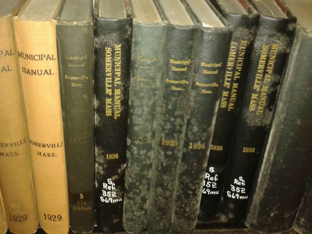 Historic books from the Central Library closed stacks that will be cleaned and preserved