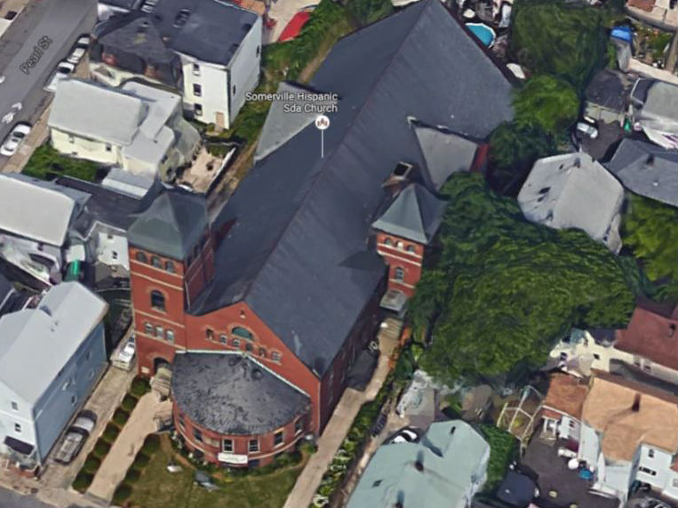 Aerial view of the Grace Baptist Church building
