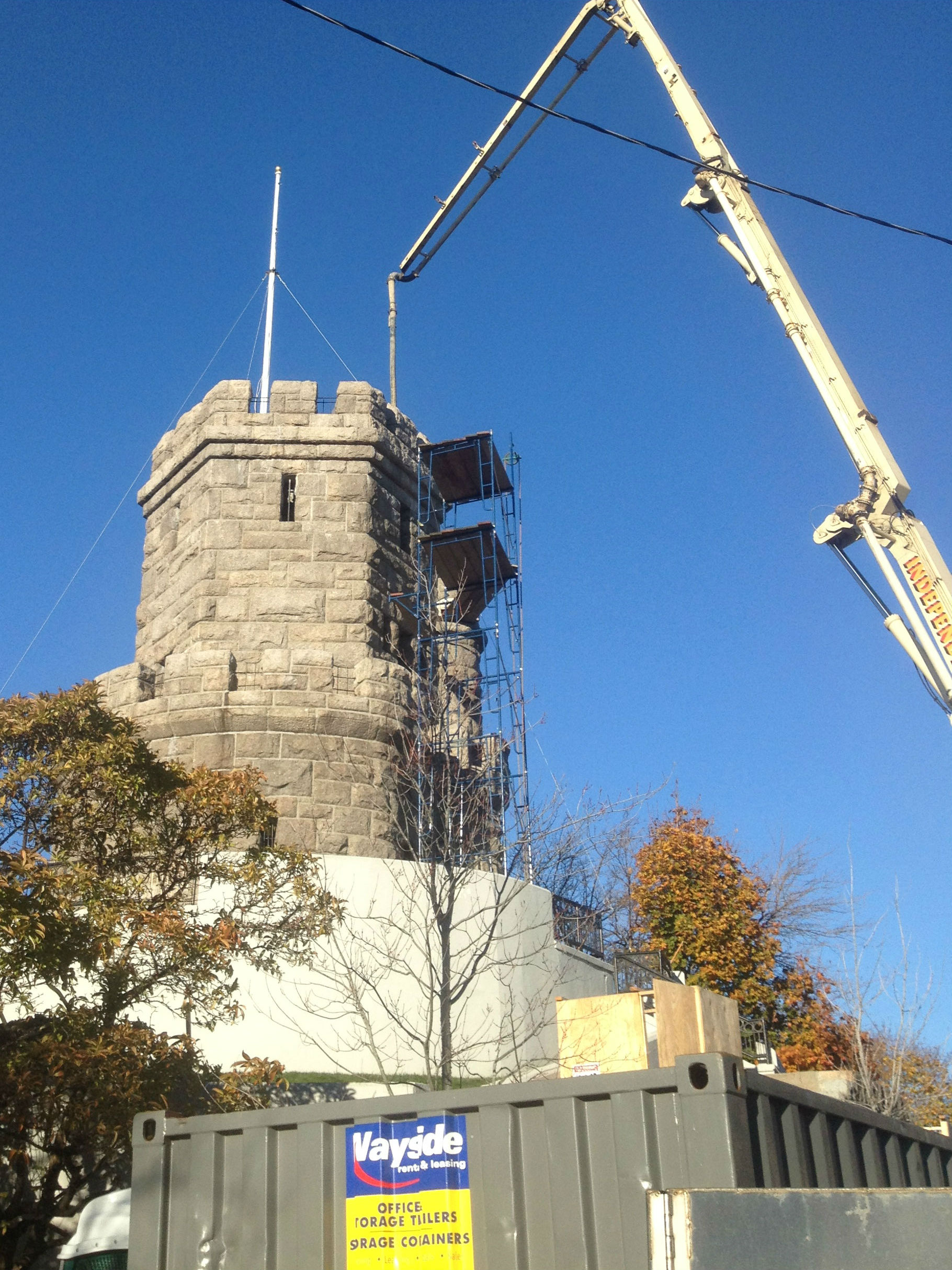 Prospect Hill Tower under construction, 2015 stabilization work