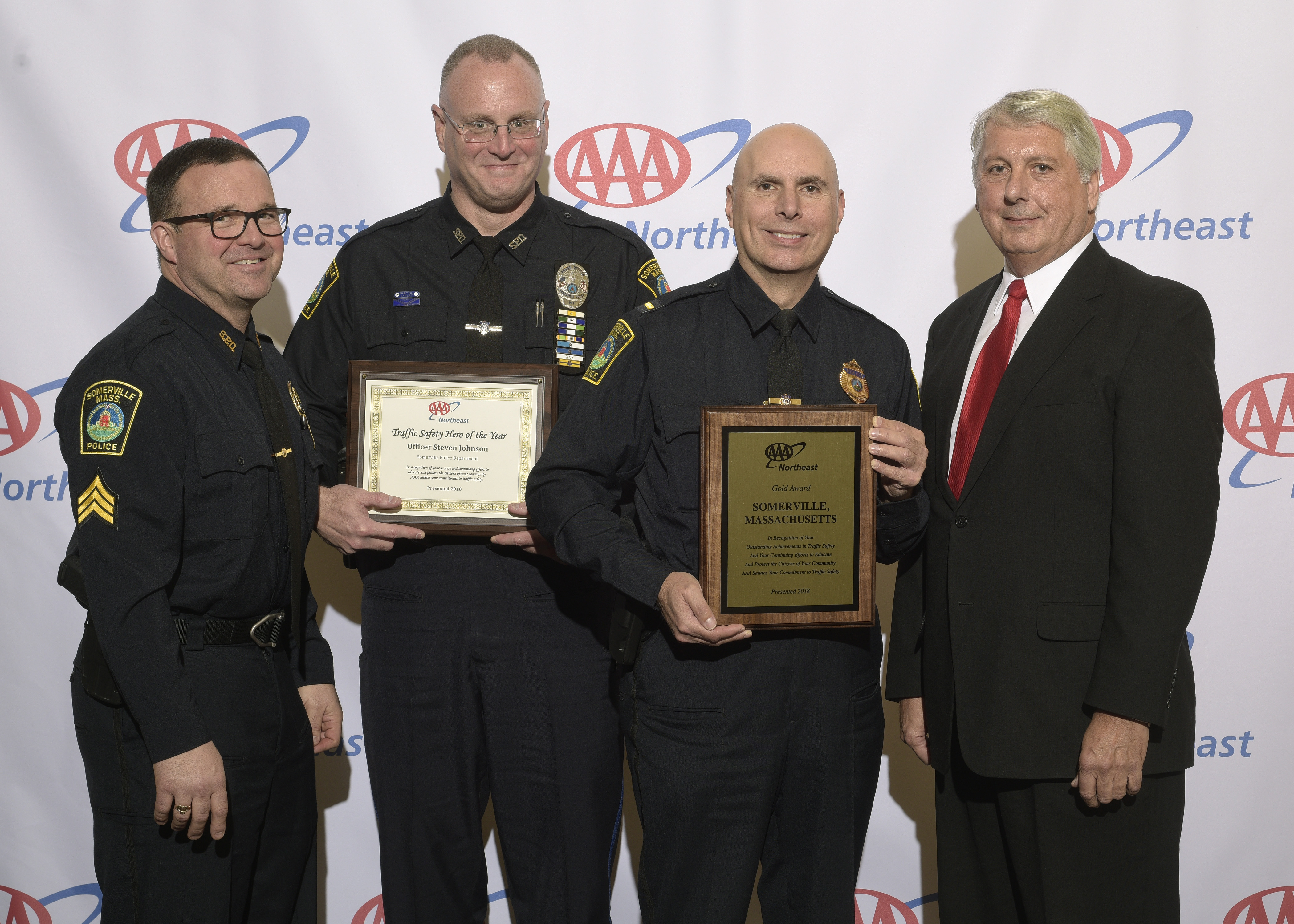 AAA Northeast Gold Award given to Somerville Police in recognition of outstanding achievements in traffic safety and education efforts