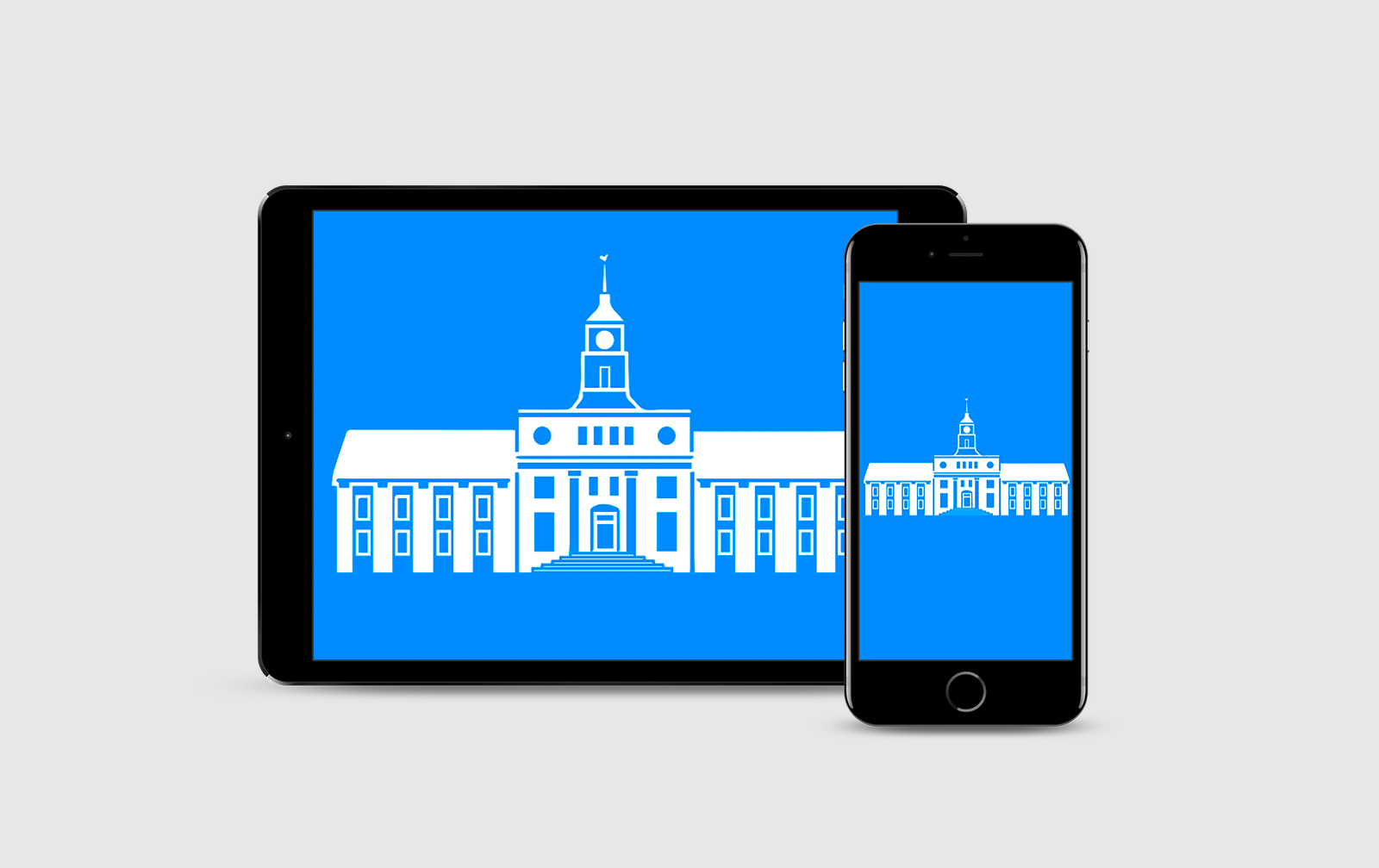 City Hall icon on a tablet and phone