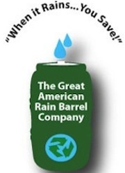 Logo for the Great American Rain Barrel Company, with the slogan, 