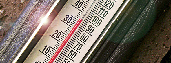Thermometer reading near 100ºF